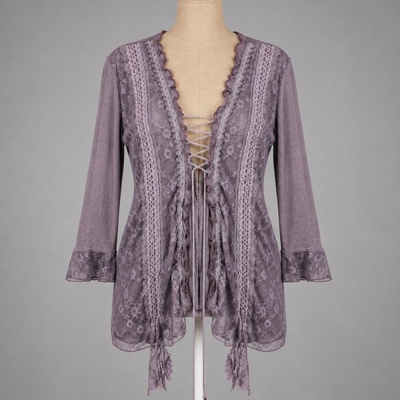 Pretty Angel Tops - Vintage Y2K Pretty Angel Lace Up Top L Purple Fairy Grunge Whimsigoth Hippie